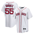 B.Red Sox #55 Ranger Su¨¢rez Player White Home Game Qdoa Stitched Jerseys