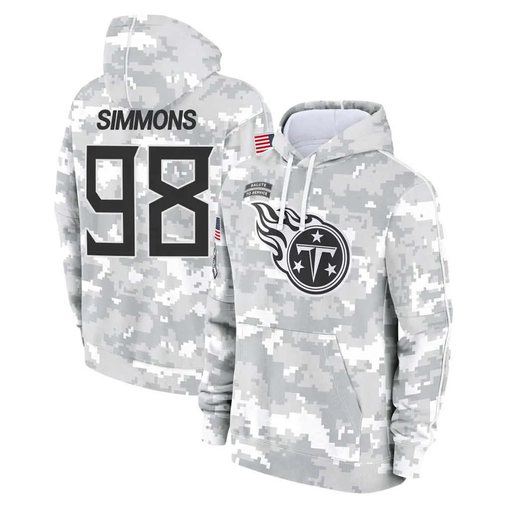 T.Titans #98 Jeffery Simmons Player Camo Arctic Salute to Service Pullover Hoodies Home Game Qdoa Stitched Jerseys