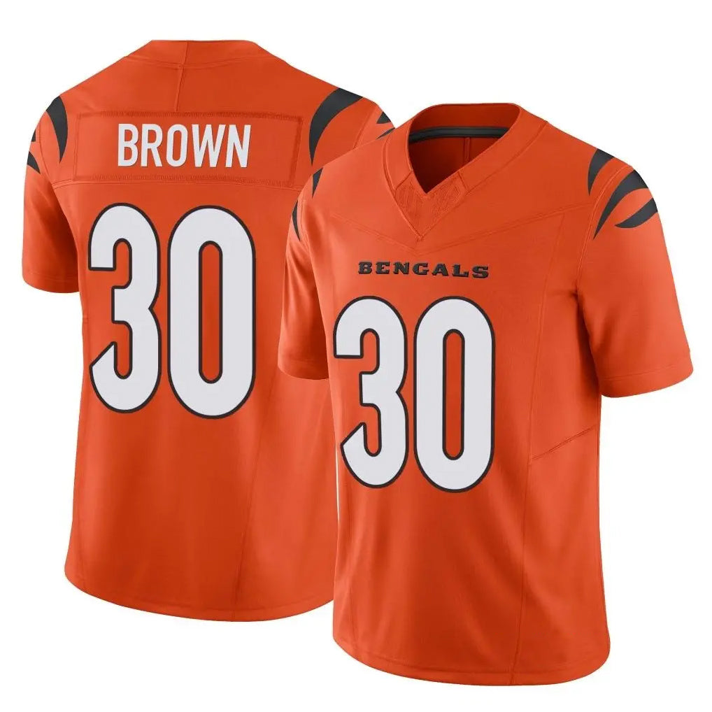 C.Bengals #30 Chase Brown Player Orange Vapor F.U.S.E. Limited Home Game Qdoa Stitched Jerseys
