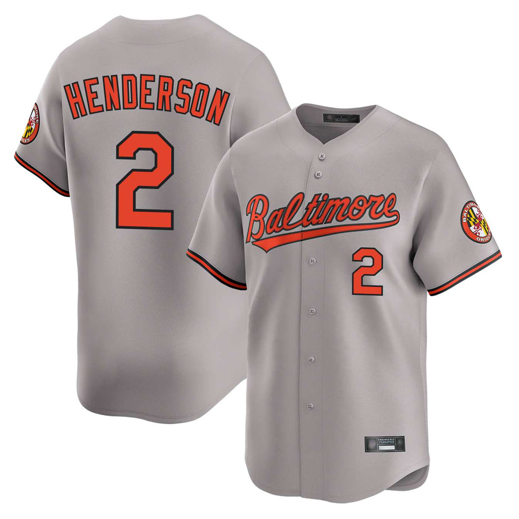 B.Orioles #2 Gunnar Henderson Player Gray Limited Home Game Qdoa Stitched Jerseys