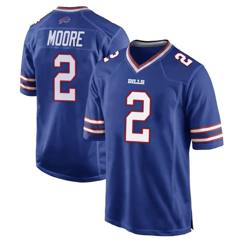 B.Bills #2 DJ Moore Player Royal Home Game Qdoa Stitched Jerseys