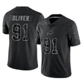 B.Bills #91 Ed Oliver Player Black RFLCTV Limited Qdoa Stitched Jerseys