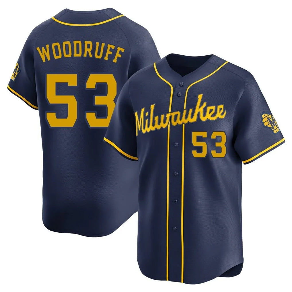M.Brewers #53 Brandon Woodruff Player Navy Home Limited Qdoa Stitched Jerseys