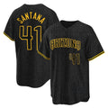 A.Diamondbacks #41 Carlos Santana Player Black Snake Skin City Home Game Qdoa Stitched Jerseys