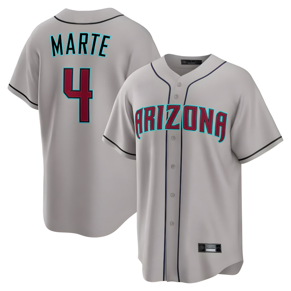 A.Diamondbacks #4 Ketel Marte Player Gray Road Home Game Qdoa Stitched Jerseys