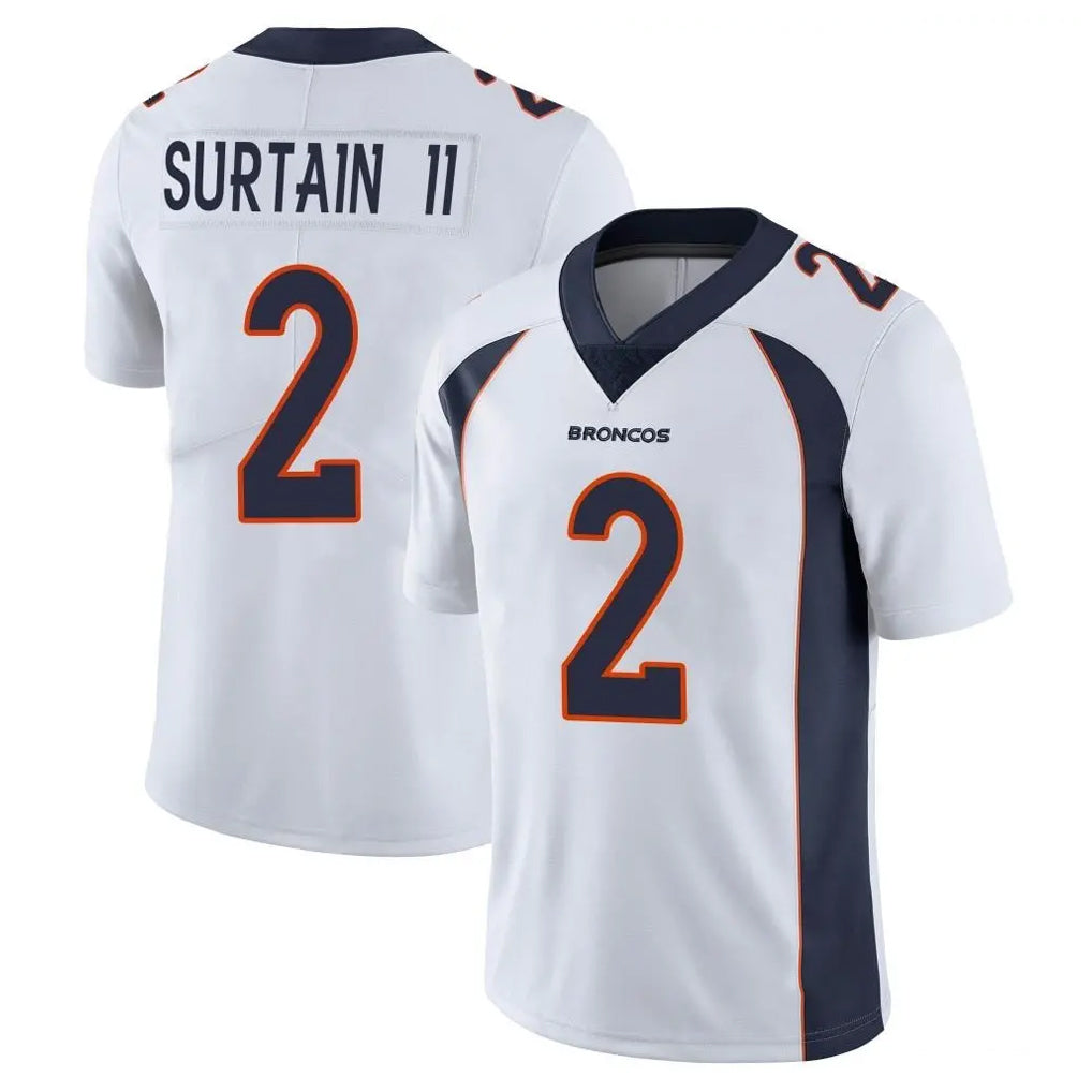 D.Broncos #2 Pat Surtain II Player White Vapor Untouchable Limited Home Game Qdoa Stitched Jerseys