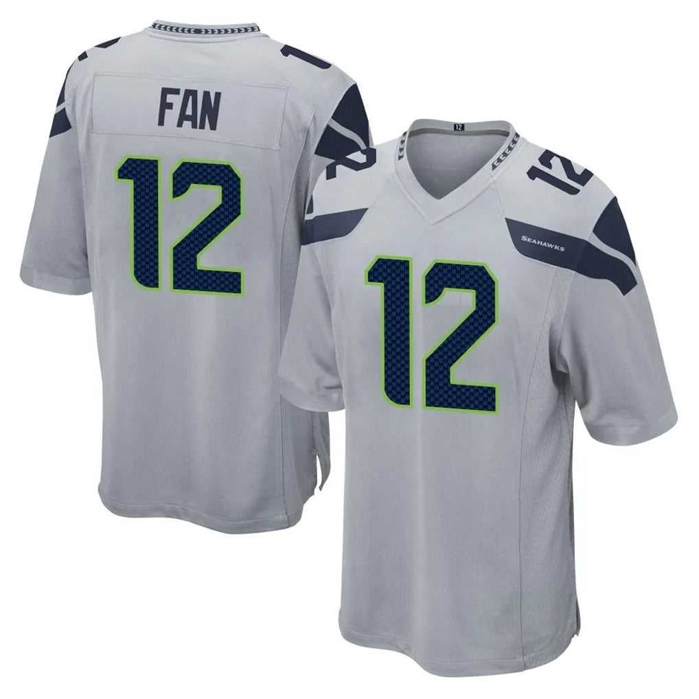 S.Seahawks #12 12th Fan Player Gray Home Game Qdoa Stitched Jerseys