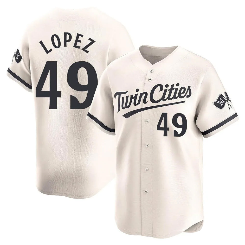M.Twins #49 Pablo Lopez Player Cream Home Limited Qdoa Stitched Jerseys