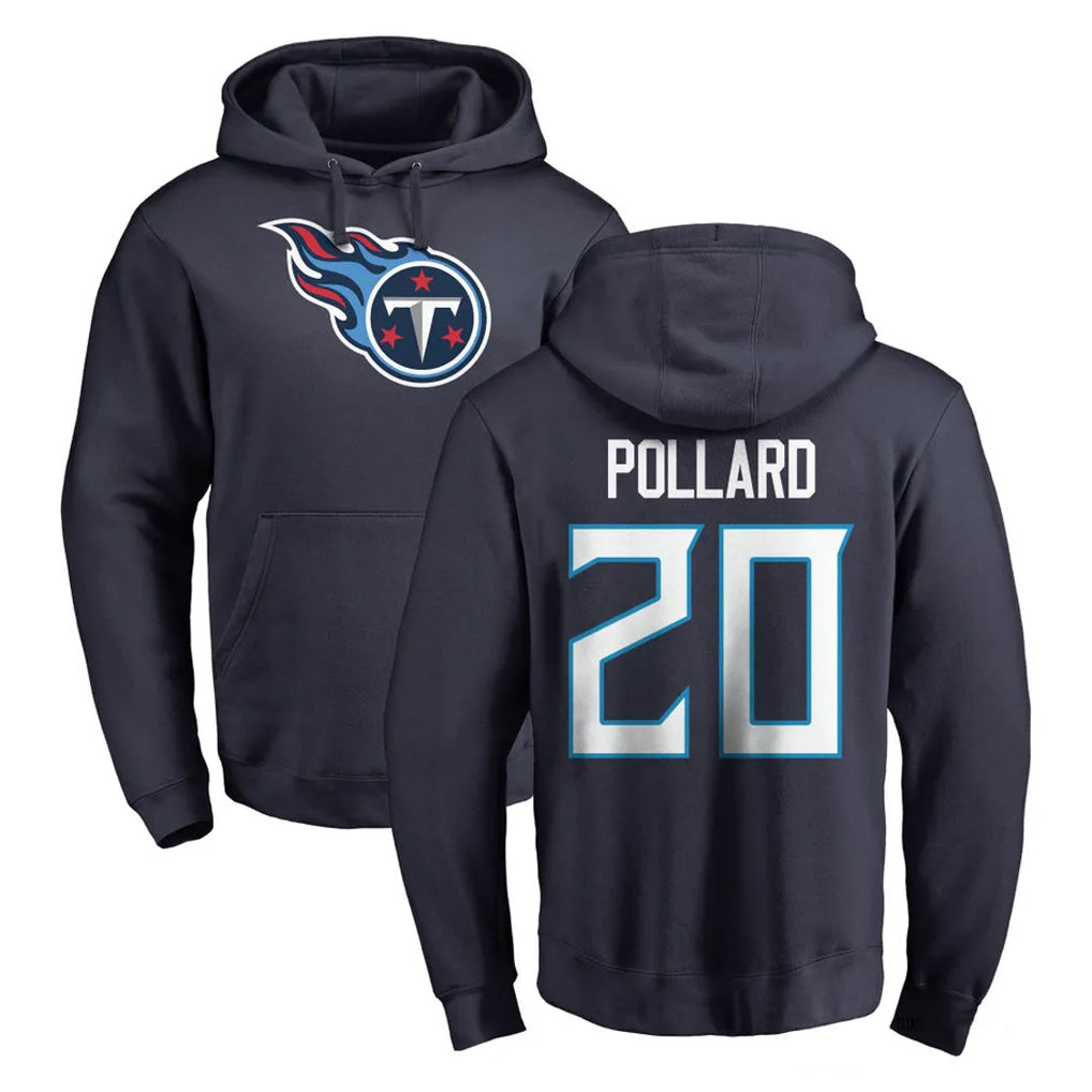 T.Titans #20 Tony Pollard Player Navy Logo Pullover Hoodies Home Game Qdoa Stitched Jerseys