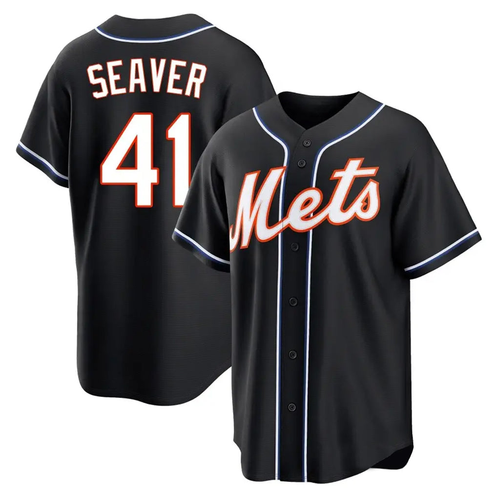 NY.Mets #41 Tom Seaver Player Black Fashion Out Game Qdoa Stitched Jerseys