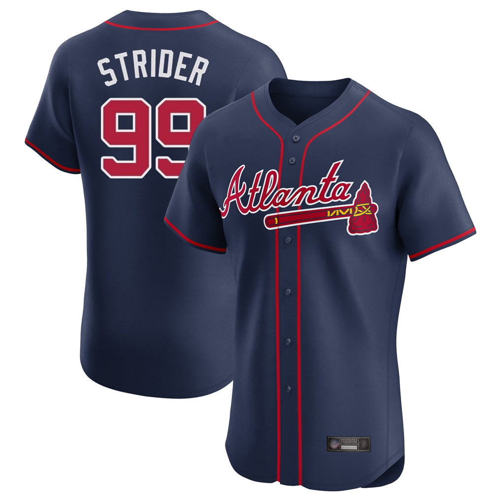 A.Braves #99 Spencer Strider Player Navy Limited Elite Home Game Qdoa Stitched Jerseys
