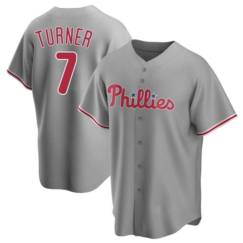 P.Phillies #7 Trea Turner Player Gray Home Game Qdoa Stitched Jerseys