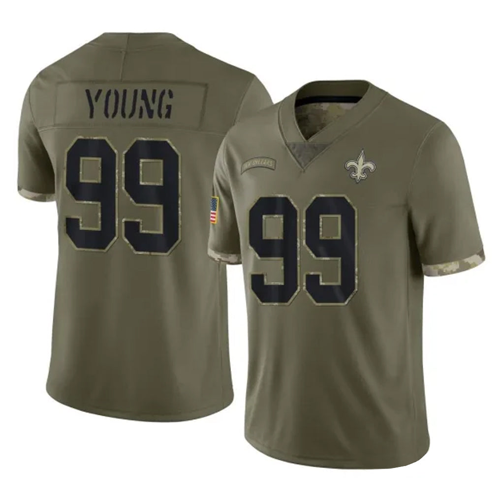 NO.Saints #99 Chase Young Player Olive Salute To Service Limited Qdoa Stitched Jerseys
