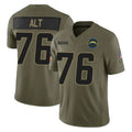 LA.Chargers #76 Joe Alt Player Olive 2025 Salute To Service Limited Game Qdoa Stitched Jerseys