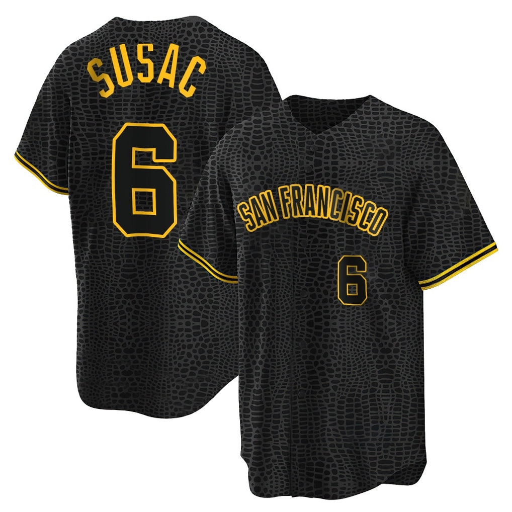 SF.Giants #6 Daniel Susac Player Black Snake Skin City Limited Qdoa Stitched Jerseys