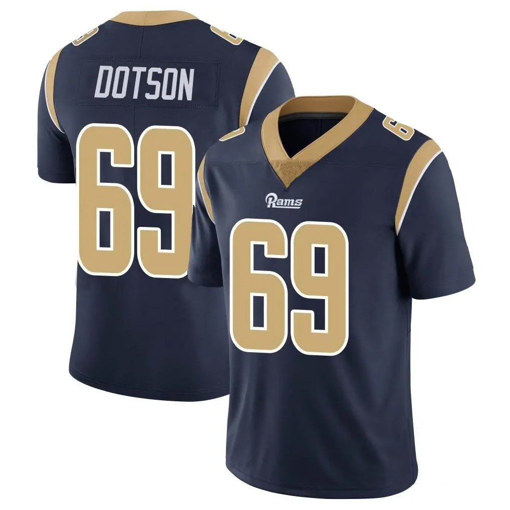 LA.Rams #69 Kevin Dotson Player Navy Limited Vapor Untouchable Home Game Qdoa Stitched Jerseys