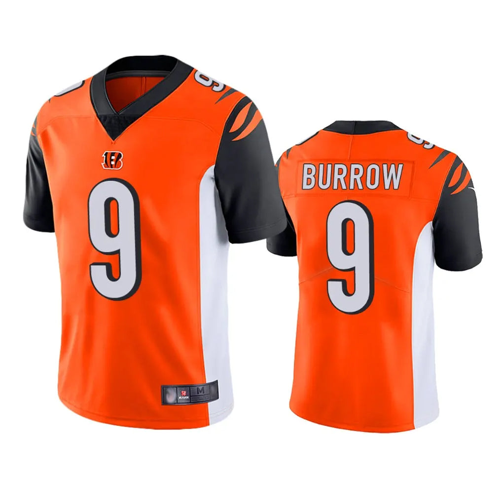 C.Bengals #9 Joe Burrow Player Orange Limited Home Game Qdoa Stitched Jerseys