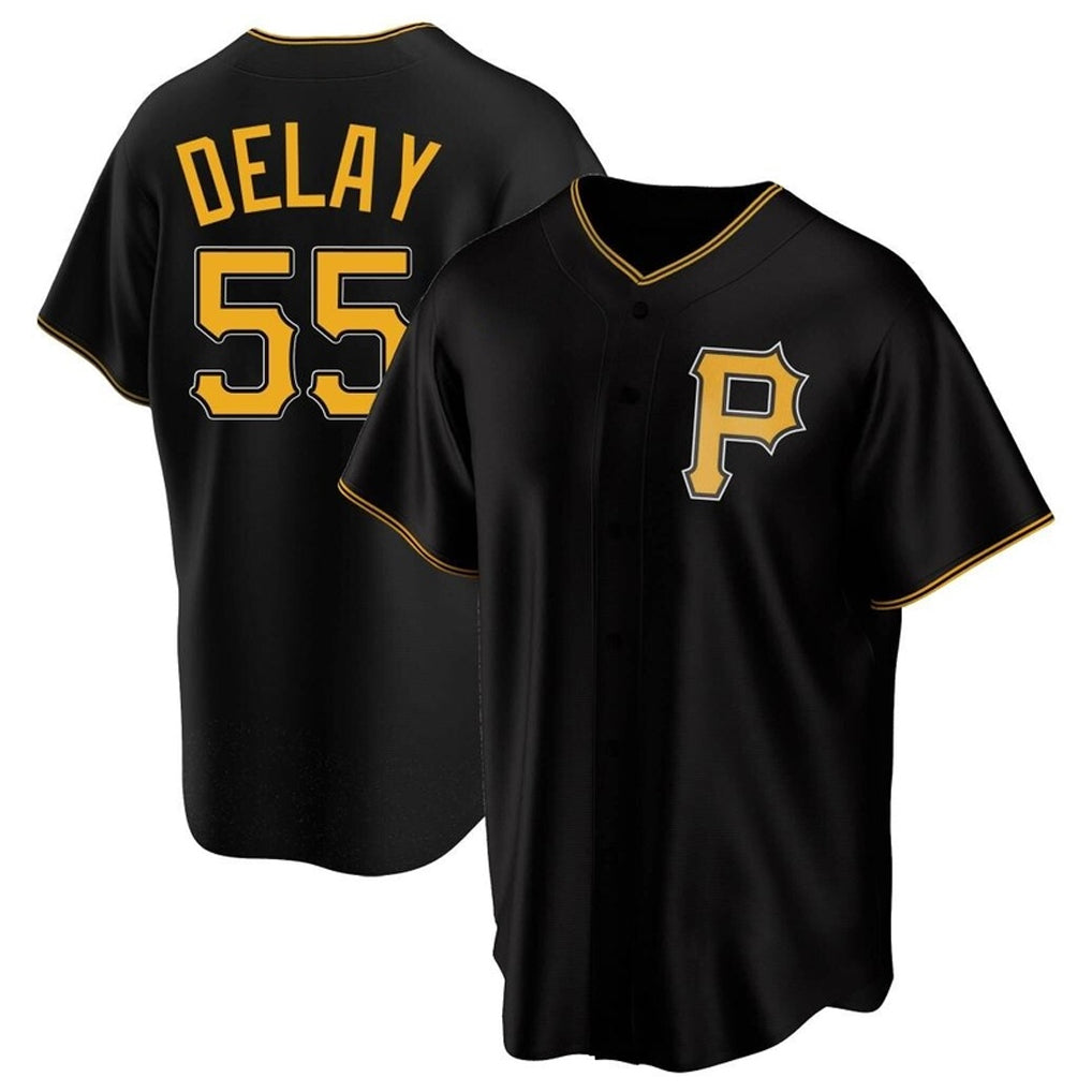 P.Pirates #55 Jason Delay Player Black Alternate 2025 Home Game Qdoa Stitched Jerseys