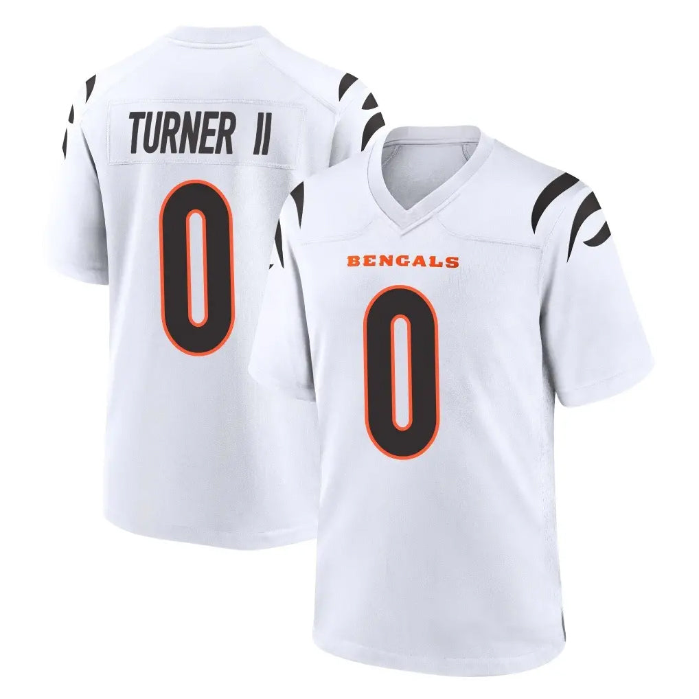 C.Bengals #0 DJ Turner II Player White Home Game Qdoa Stitched Jerseys