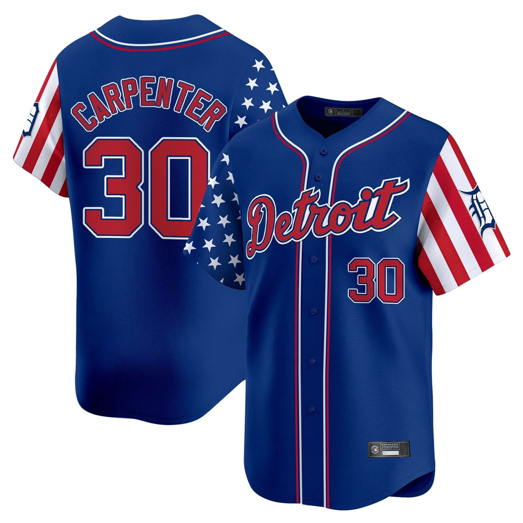 D.Tigers #30 Kerry Carpenter Player Royal Independence Day Vapor Premier Limited Qdoa Stitched Jerseys