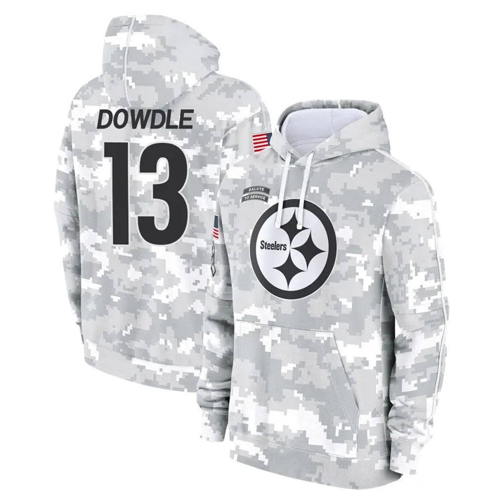P.Steelers #13 Rico Dowdle Player Arctic Camo Limited Salute to Service Pullover Hoodies Game Qdoa Stitched Jerseys