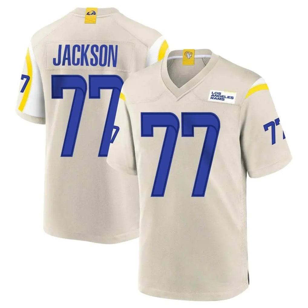 LA.Rams #77 Alaric Jackson Player Bone Home Game Qdoa Stitched Jerseys