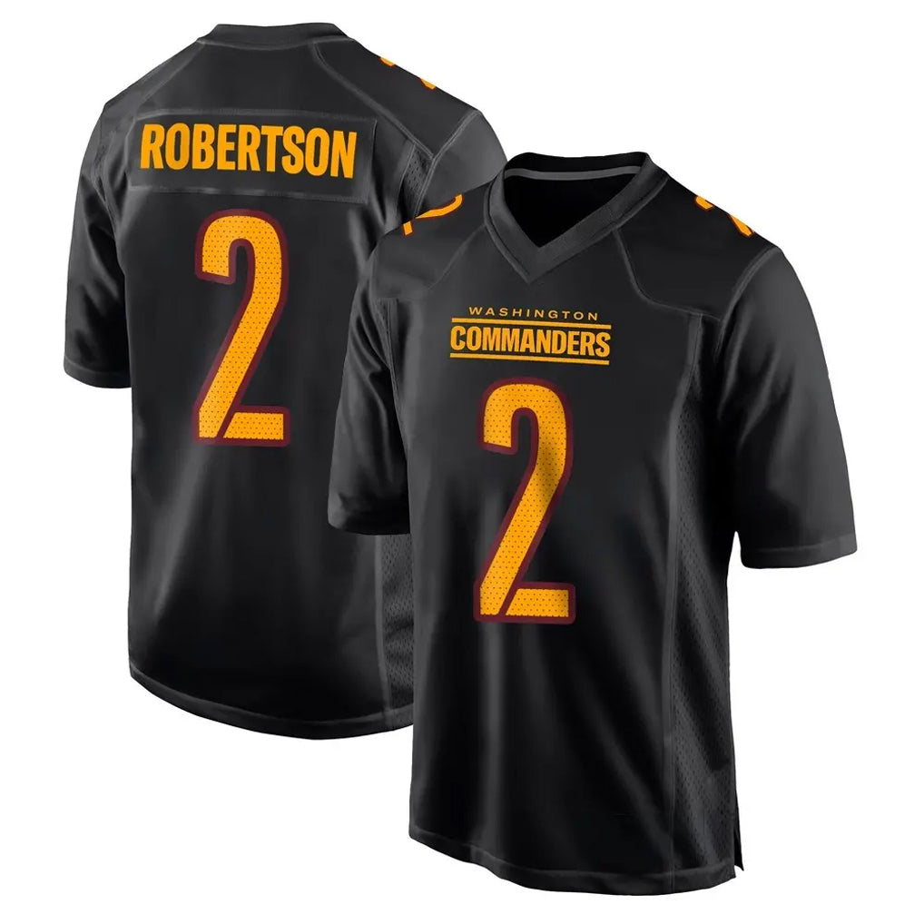 W.Commanders #2 Amik Robertson Player Black Carbon Fashion Home Game Qdoa Stitched Jerseys