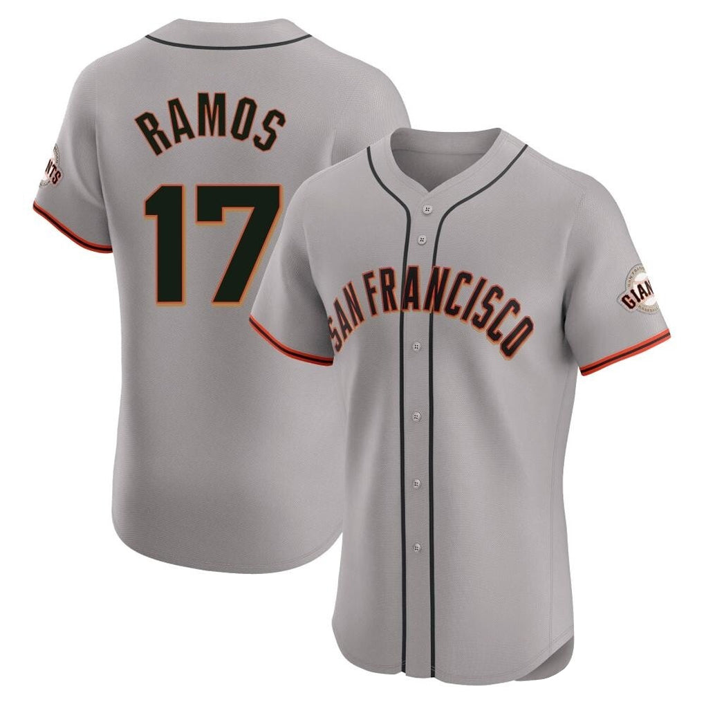 SF.Giants #17 Heliot Ramos Player Gray Home Limited Elite Qdoa Stitched Jerseys