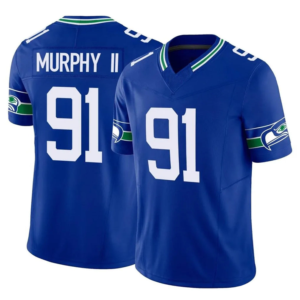 S.Seahawks #91 Byron Murphy II Player Royal Limited Throwback Vapor F.U.S.E. Home Game Qdoa Stitched Jerseys