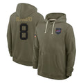 B.Bills #8 Terrel Bernard Player Olive Salute to Service Hoodies Qdoa Stitched Jerseys
