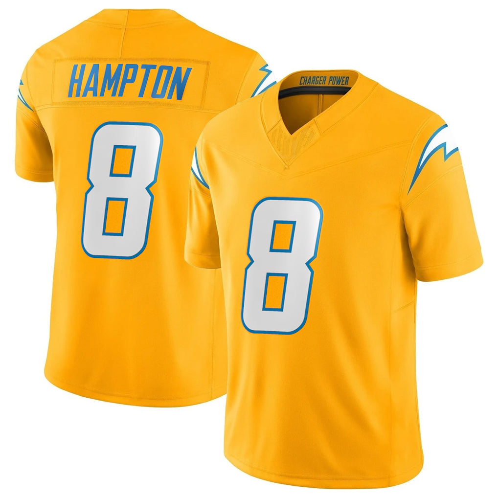 LA.Chargers #8 Omarion Hampton Player Gold Limited Vapor F.U.S.E. Home Game Qdoa Stitched Jerseys
