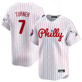 P.Phillies #7 Trea Turner Player White Pinstripe Phillies & Eagles Vapor Premier Limited Qdoa Stitched Jerseys