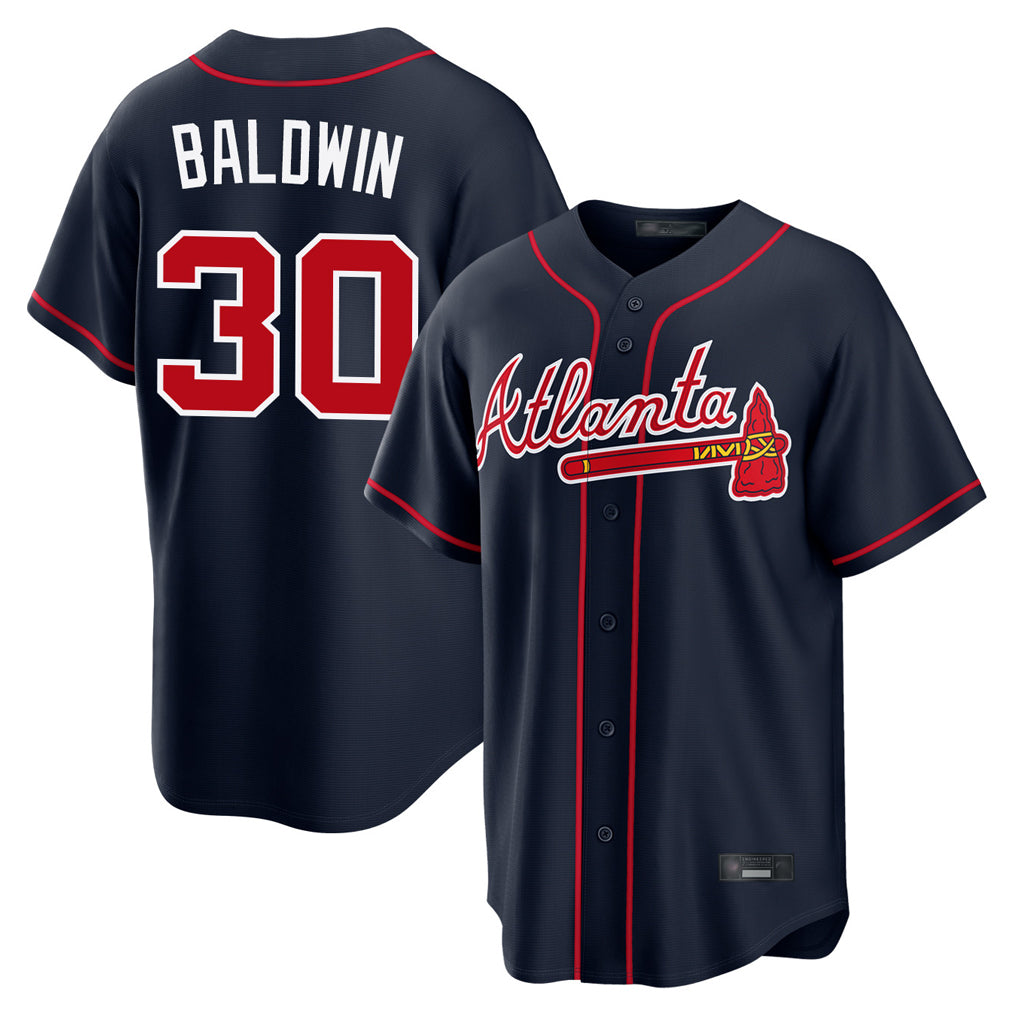 A.Braves #30 Drake Baldwin Player Navy Home Game Qdoa Stitched Jerseys