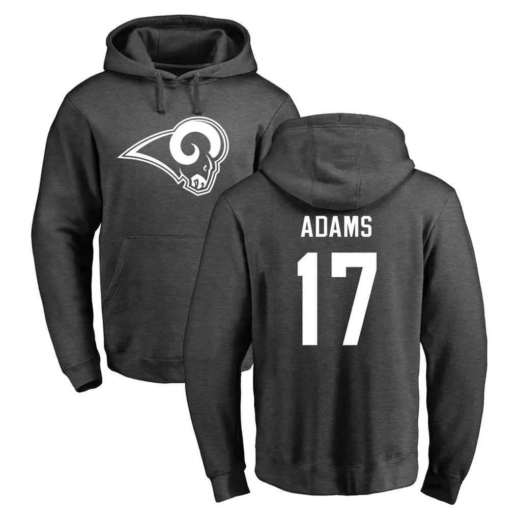 LA.Rams #17 Davante Adams Player Gray Pullover Hoodie Limited Game Qdoa Stitched Jerseys