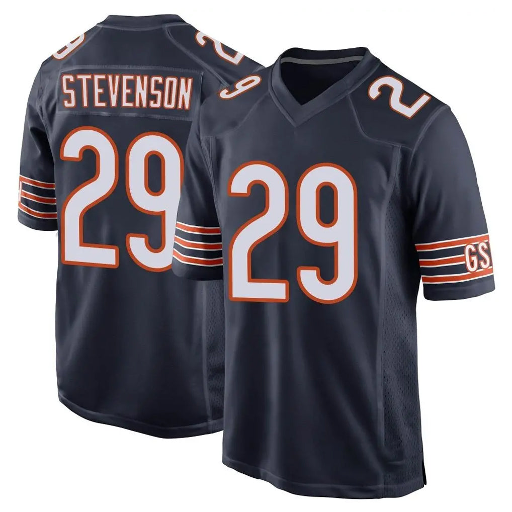 C.Bears #29 Tyrique Stevenson Player Navy Home Game Qdoa Stitched Jerseys