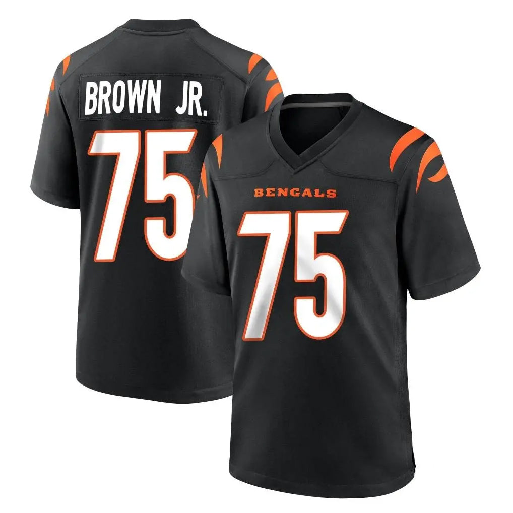 C.Bengals #75 Orlando Brown Jr. Player Black Home Game Qdoa Stitched Jerseys