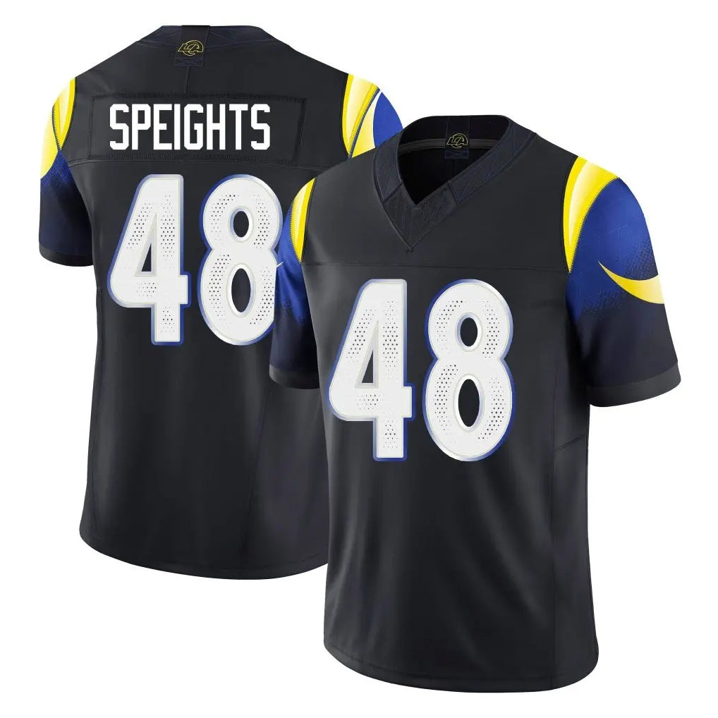 LA.Rams #48 Omar Speights Player Black Midnight Rivalries Collection Limited Home Game Qdoa Stitched Jerseys