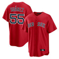 B.Red Sox #55 Ranger Su¨¢rez Player Red Home Game Qdoa Stitched Jerseys