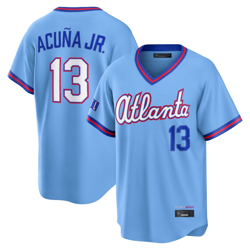A.Braves #13 Ronald Acuna Jr Player Powder Blue 2026 City Connect T-shirt Home Game Qdoa Stitched Jerseys