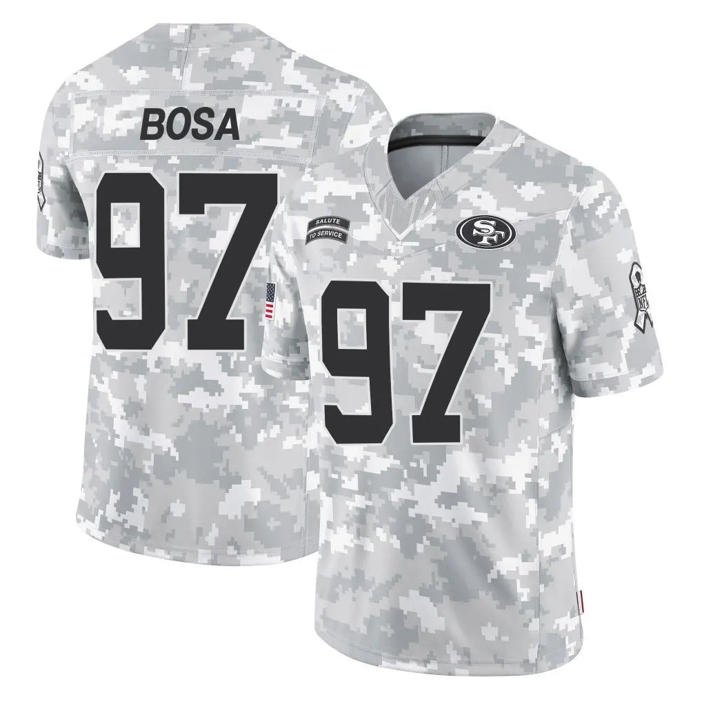 SF.49ers #97 Nick Bosa Player Arctic Camo Limited Salute To Service Home Game Qdoa Stitched Jerseys