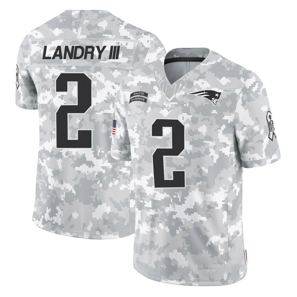 NE.Patriots #2 Harold Landry III Player Arctic Camo Salute To Service Limited Game Qdoa Stitched Jerseys