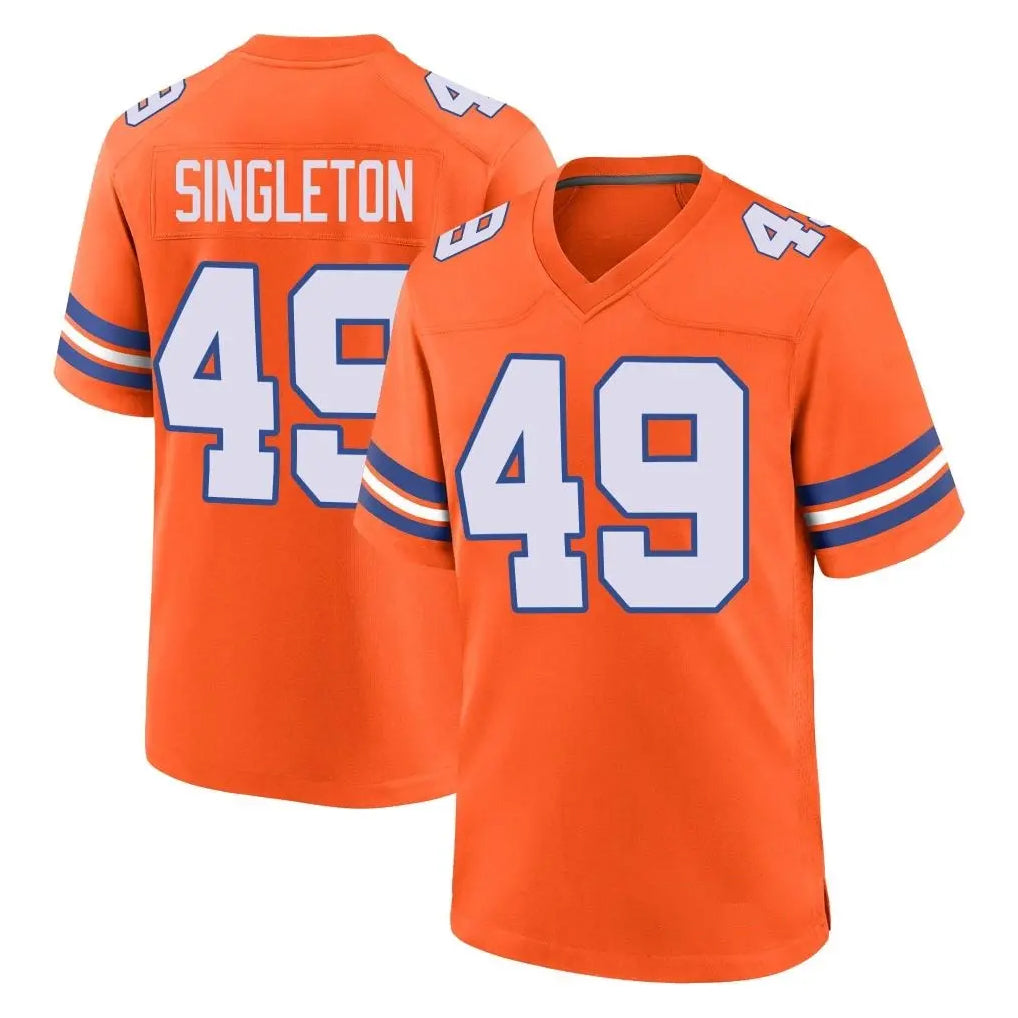 D.Broncos #49 Alex Singleton Player Orange Alternate Collection Throwback Game Qdoa Stitched Jerseys