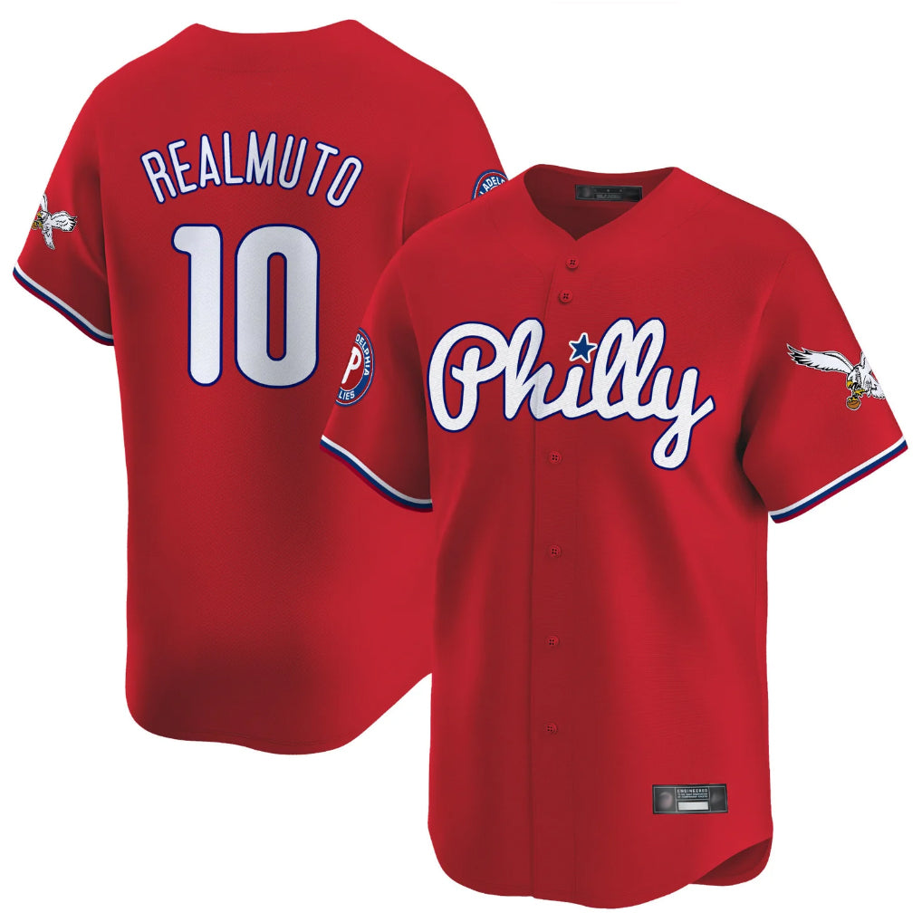 P.Phillies #10 J.T. Realmuto Player Red Phillies & Eagles Vapor Premier Limited Qdoa Stitched Jerseys
