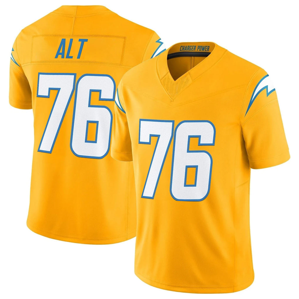 LA.Chargers #76 Joe Alt Player Gold Limited Vapor F.U.S.E. Home Game Qdoa Stitched Jerseys