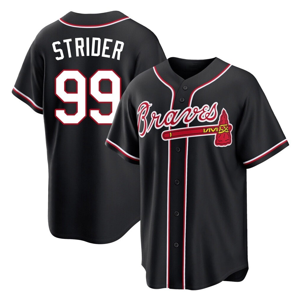 A.Braves #99 Spencer Strider Player Black Fashion Out Game Qdoa Stitched Jerseys