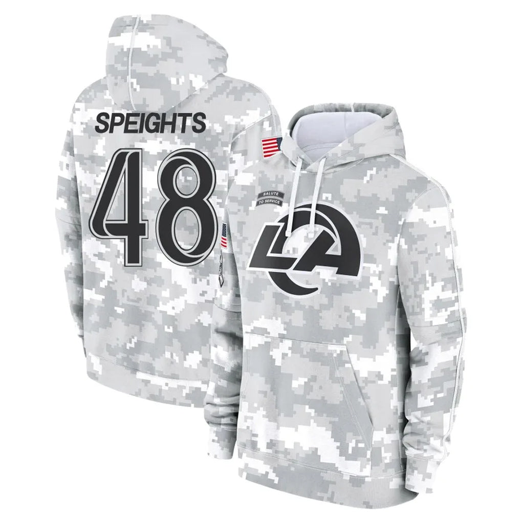 LA.Rams #48 Omar Speights Player Arctic Camo Salute to Service Hoodies Limited Game Qdoa Stitched Jerseys