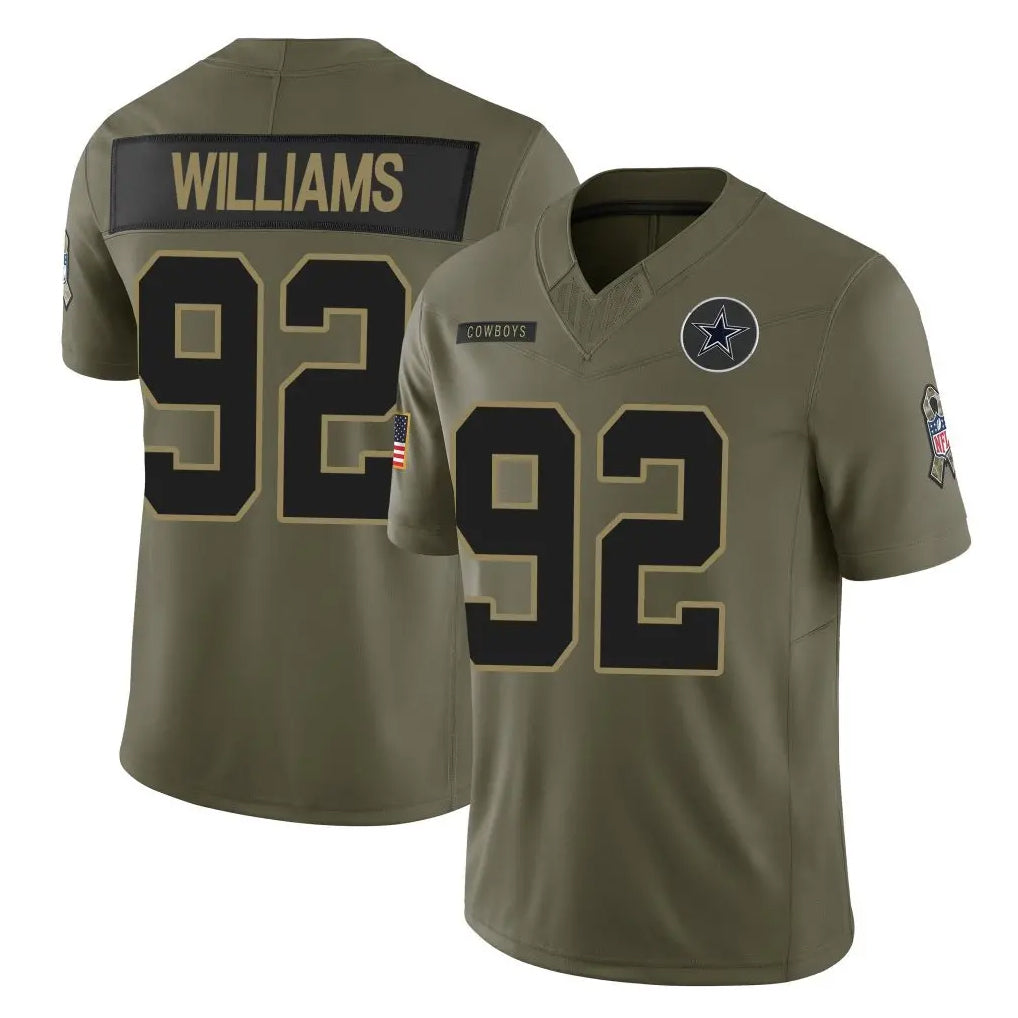 D.Cowboys #92 Quinnen Williams Player Olive 2025 Salute to Service Limited Home Game Qdoa Stitched Jerseys
