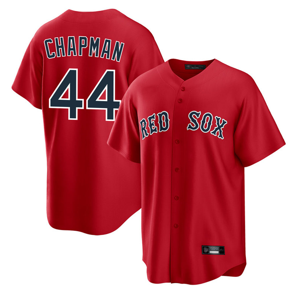 B.Red Sox #44 Aroldis Chapman Player Red Home Game Qdoa Stitched Jerseys