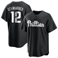 P.Phillies #12 Kyle Schwarber Player Black Alt Fashion Home Game Qdoa Stitched Jerseys