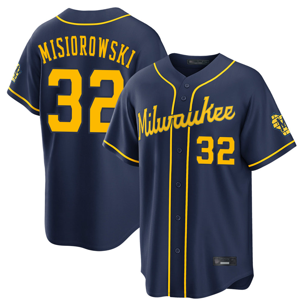 M.Brewers #32 Jacob Misiorowski Player Navy Home Stadium Game Qdoa Stitched Jerseys